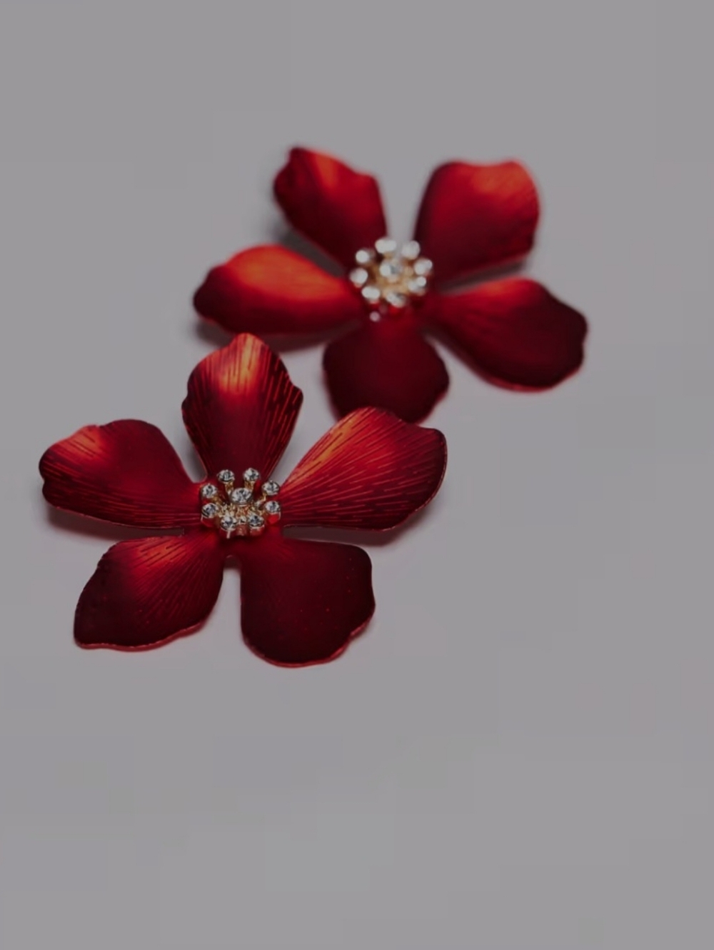Aldo Red Floral Crystal-Center Stud Earrings - Picture 2 of 8